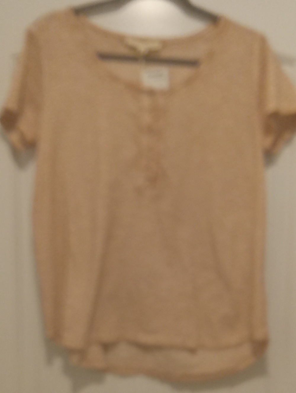 Pink Short-Sleeve Henley Top